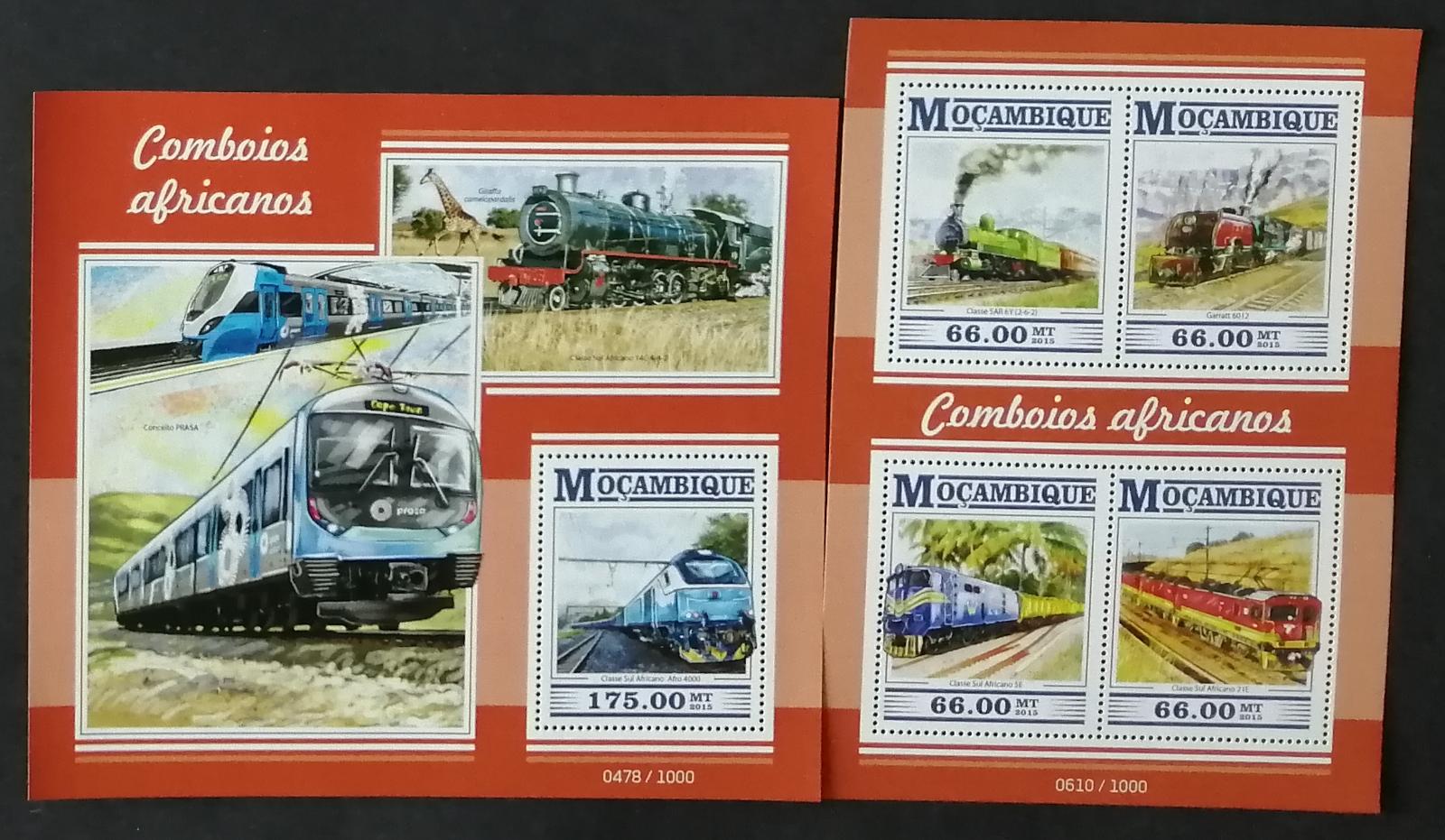 Mozambik 2015 Mi.8049-2+Bl.1050 25€ Africké vlaky a lokomotivy