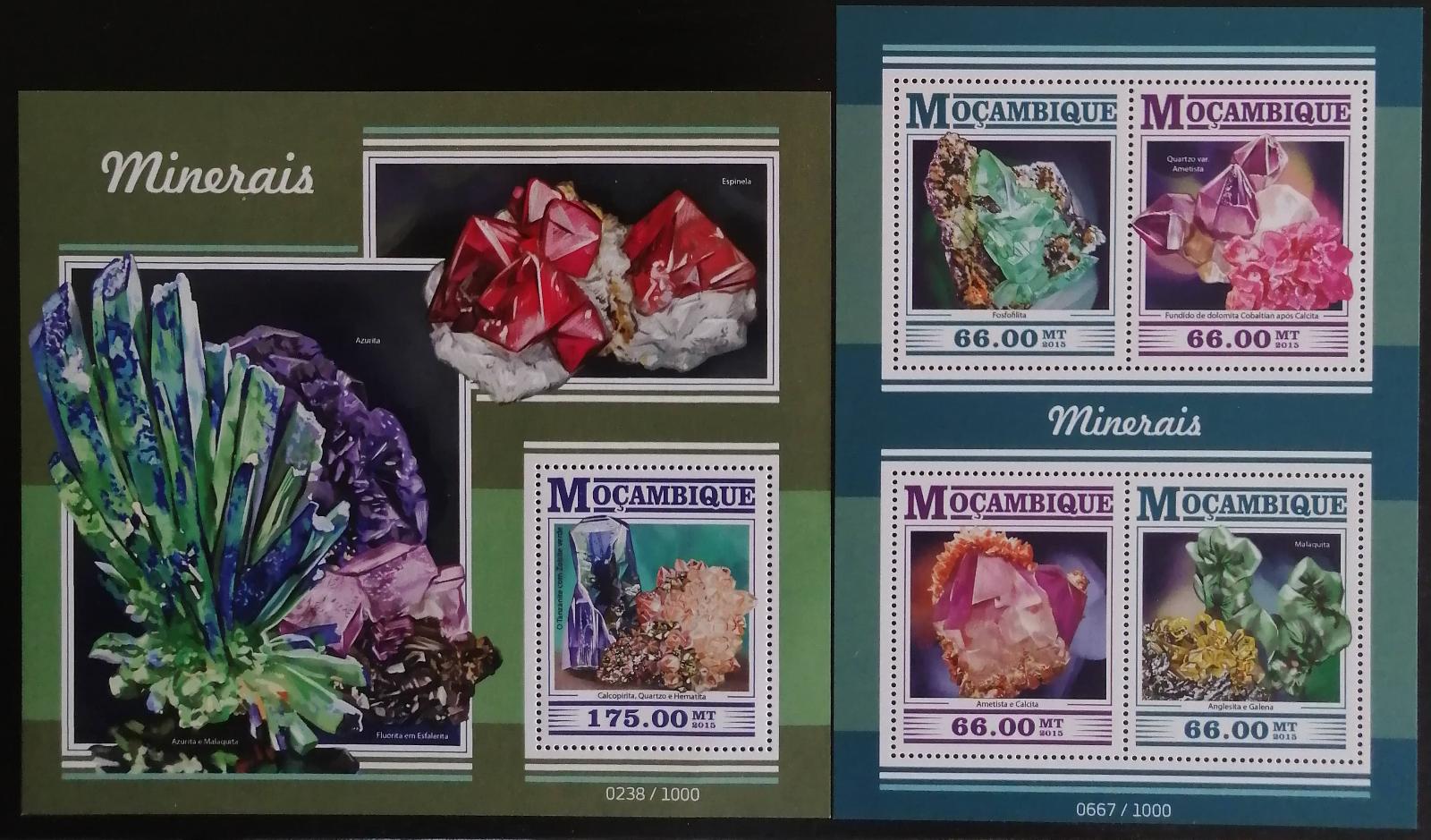 Mozambik 2015 Mi.8139-2+Bl.1068 25€ - Minerály Afriky, nerosty,horniny