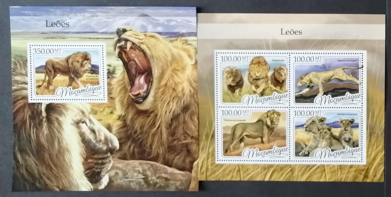 Mozambik 2016 Mi.8769-2+Bl.1194 42€ Lvi a velké kočky Afriky