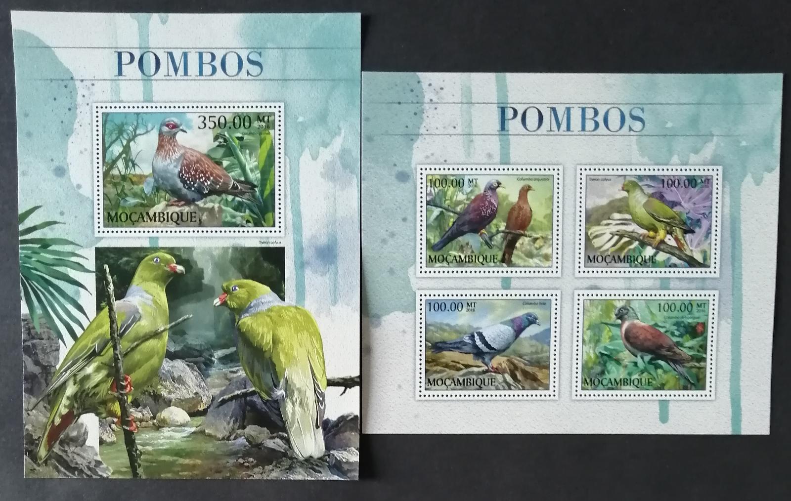 Mozambik 2016 Mi.8924-7+Bl.1225 42€ Holubi a jejich druhy, ptáci