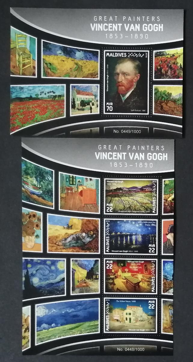 Mozambik 2016 Mi.9014-7+Bl.1243 42€ Slavní umělci, van Gogh