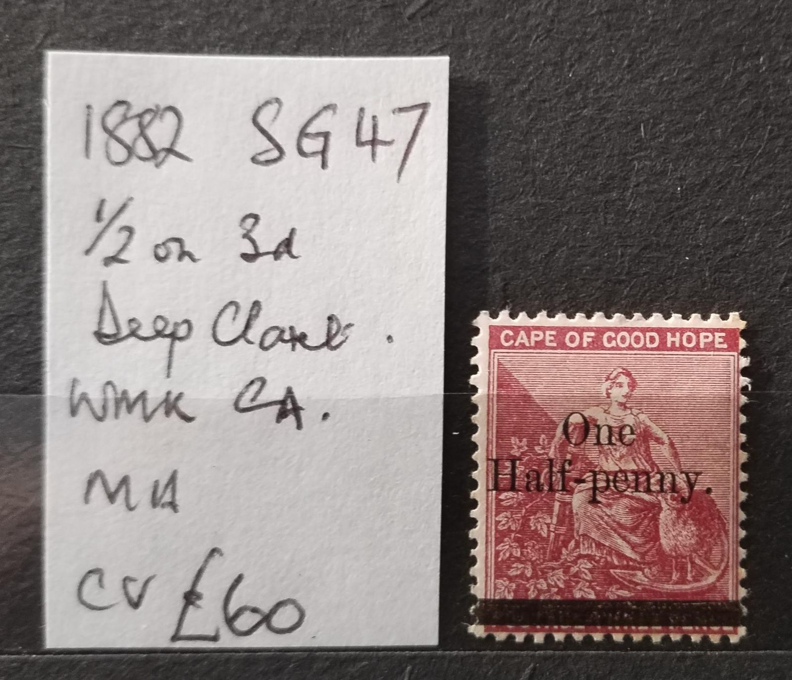 Mys Dobré Naděje 1882 65£ Přetisk nové hodnoty