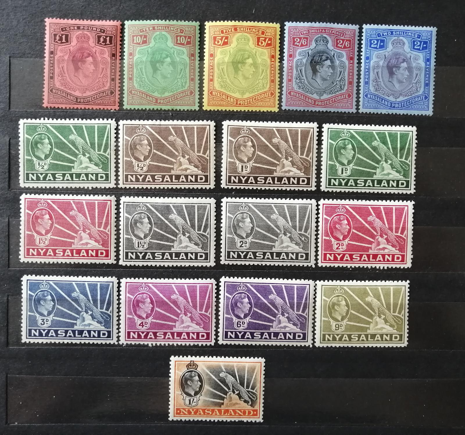 Ňasko/Nyasaland 1938-4 SG130-3 200£ Komplet definitivy Jiří VI.