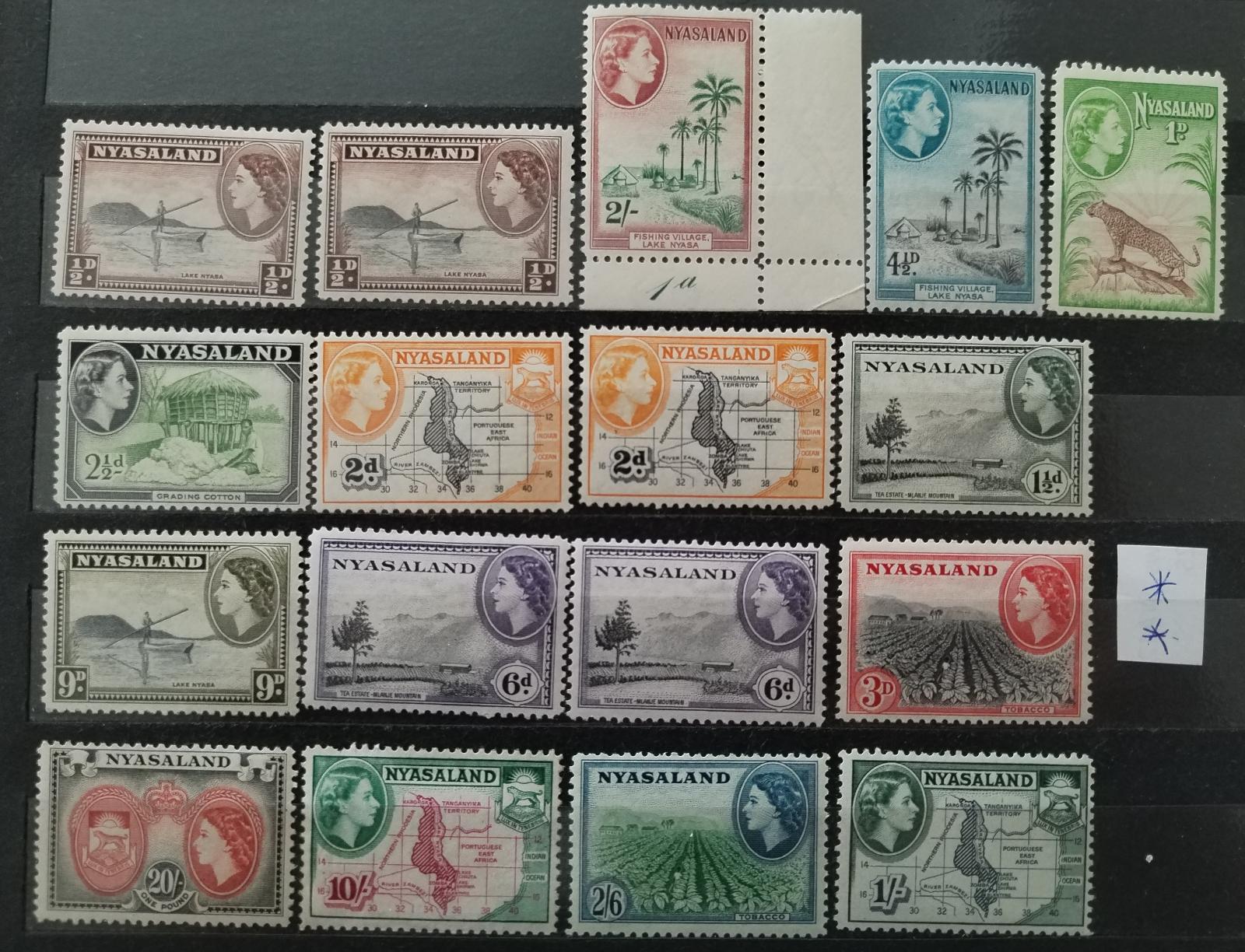 Ňasko/Nyasaland 1953 65£ Svěží definitiva královny Alžběty II. (popis)