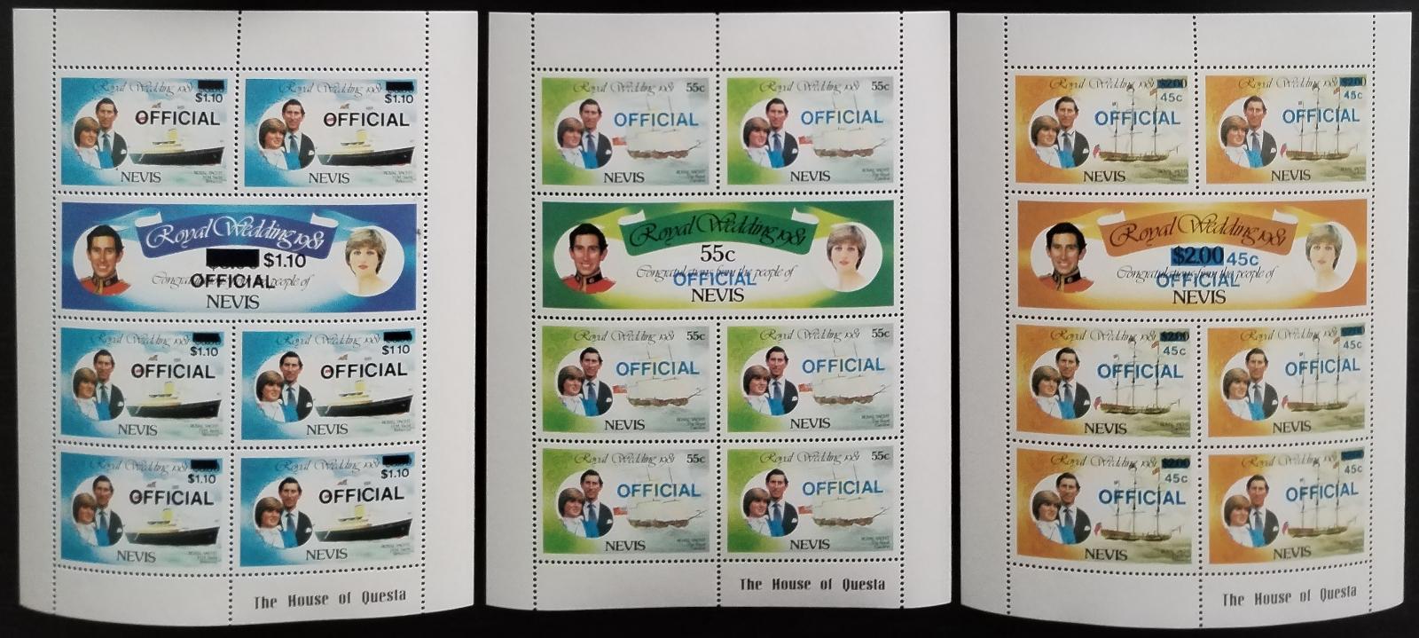 Nevis 1981 Svatba princezny Diany a krále Karla III. ÚŘEDNÍ BLOKY