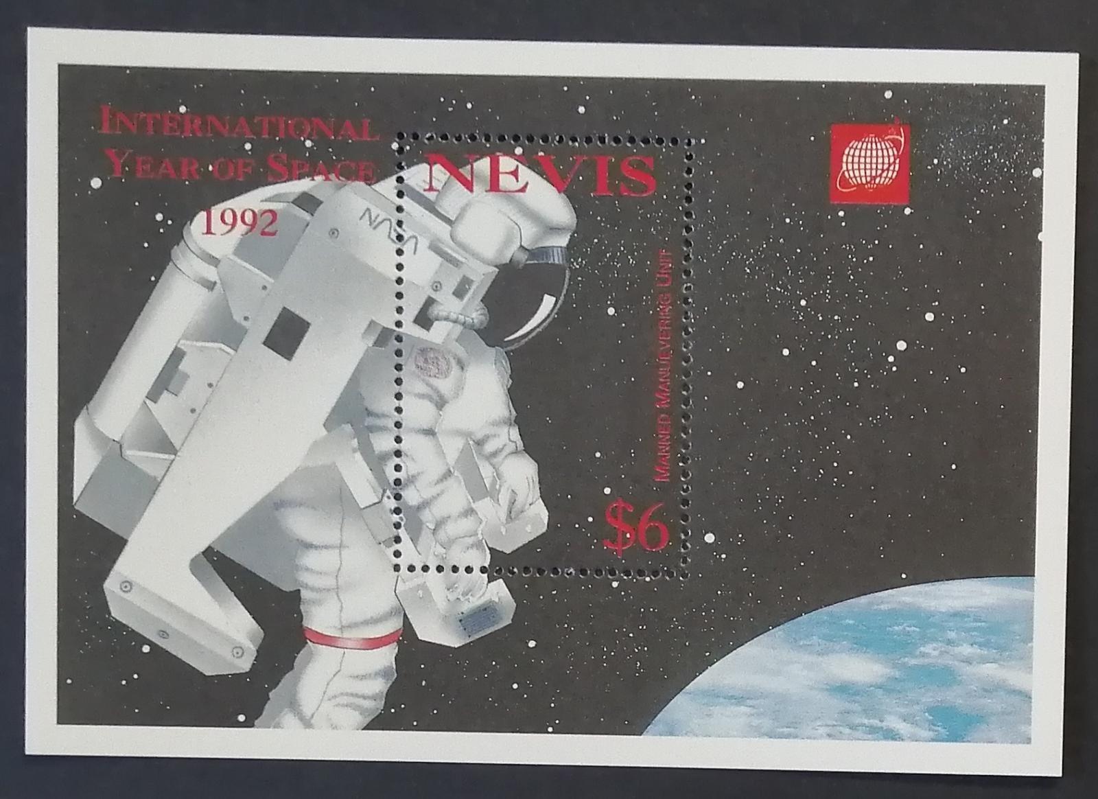 Nevis 1993 Bl.60 6€ Průzkum vesmíru, rakety, mezinárodní spolupráce