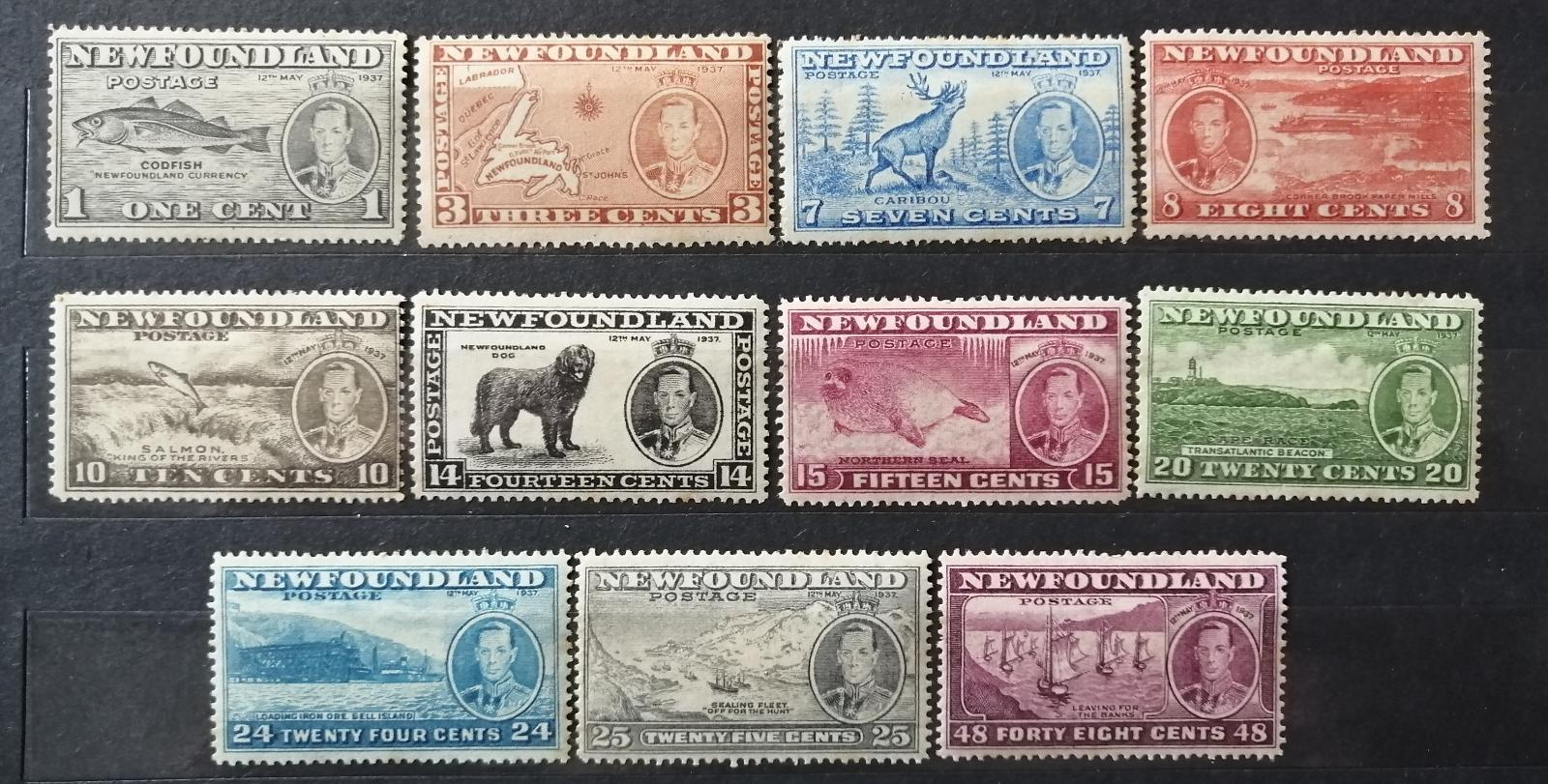 Newfoundland 1937 SG257-7 +130£ Korunovační série, určené typy