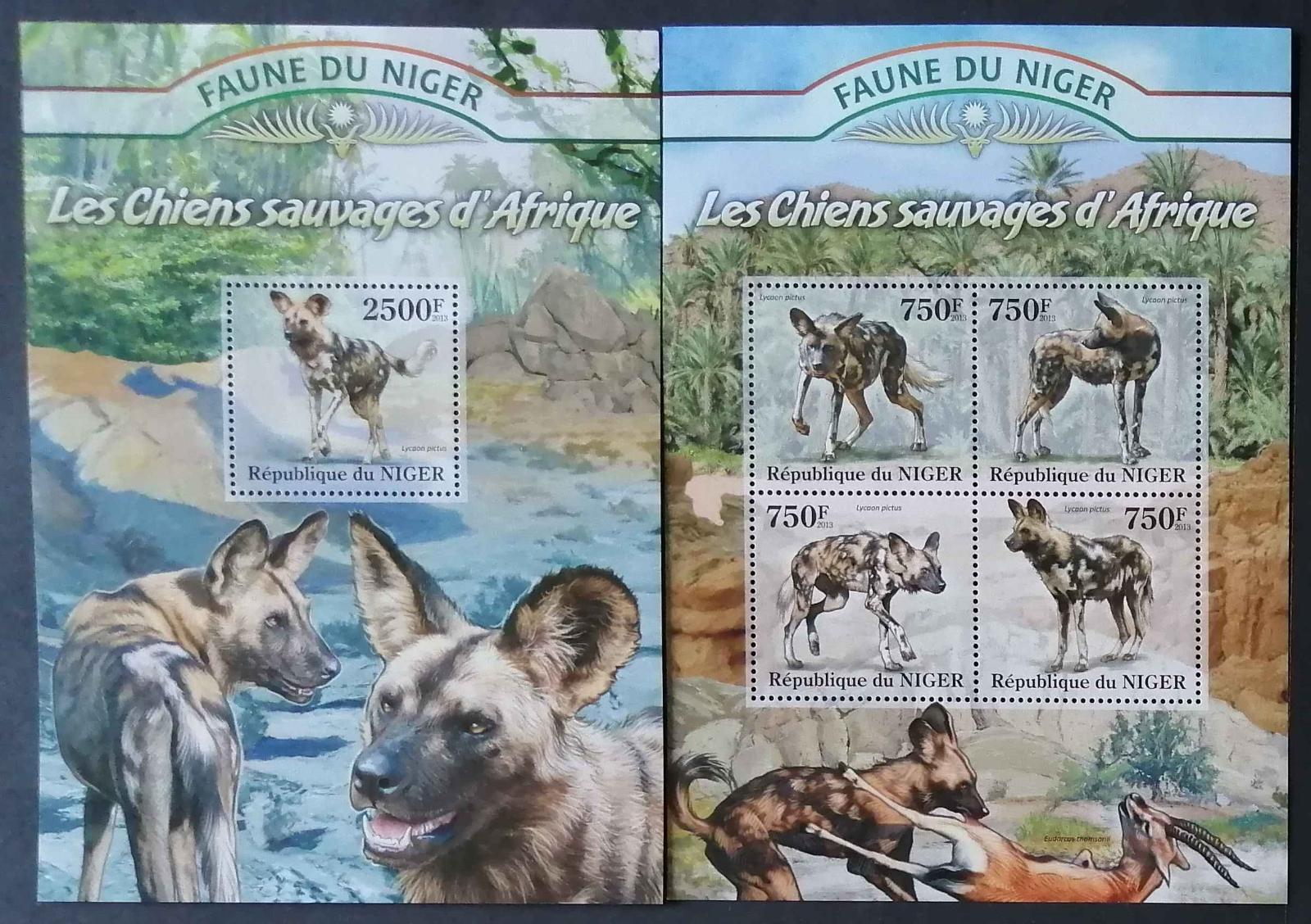 Niger 2013 Mi.2109-2+Bl.165 22€ Divocí psi Afriky, Lycaon pictus