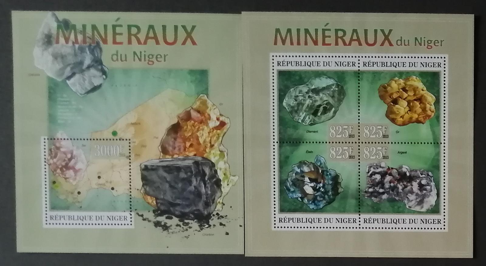 Niger 2013 Mi.2257-0+Bl.192 25€ Minerály země, Diamant, Zlato