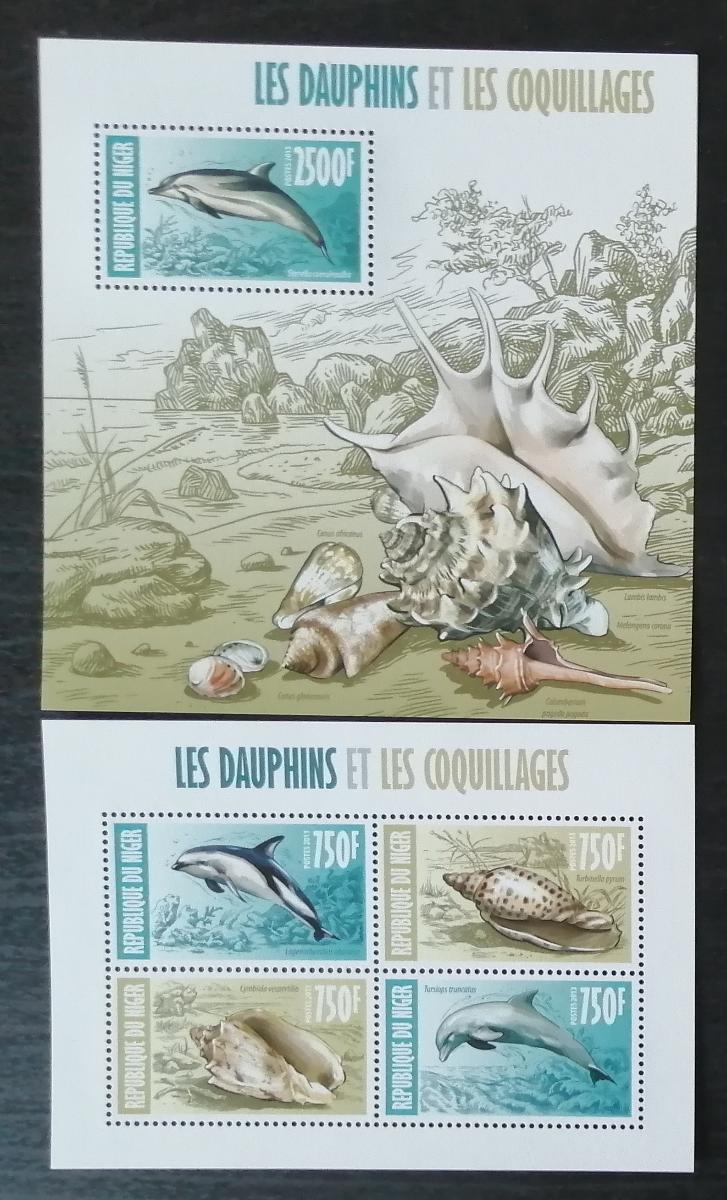 Niger 2013 Mi.2288-1+Bl.198 22€ Delfíni a mušle, škeble Afriky