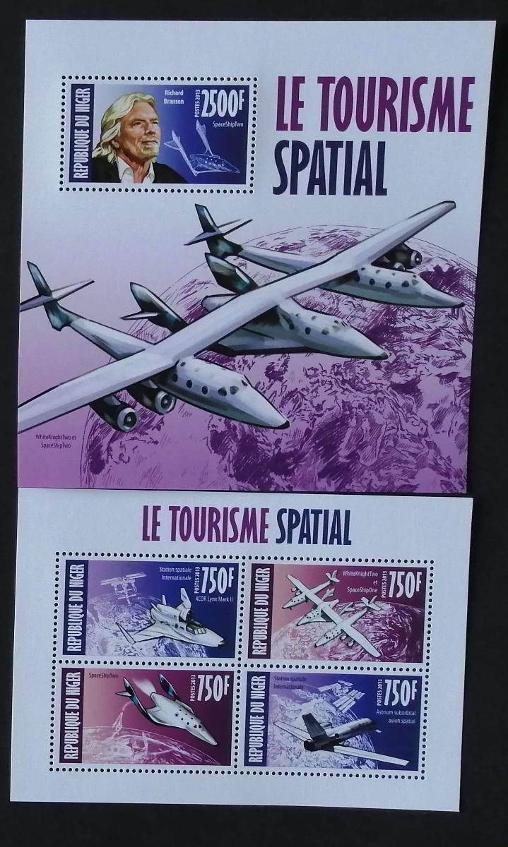 Niger 2013 Mi.2328-1+Bl.206 22€ Vesmírný turismus, rakety a Branson