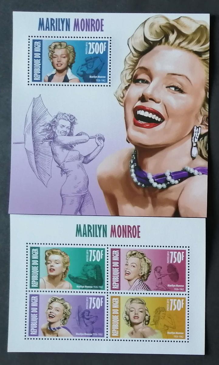 Niger 2013 Mi.2353-6+Bl.211 22€ Pocta Marilyn Monroe, herečka