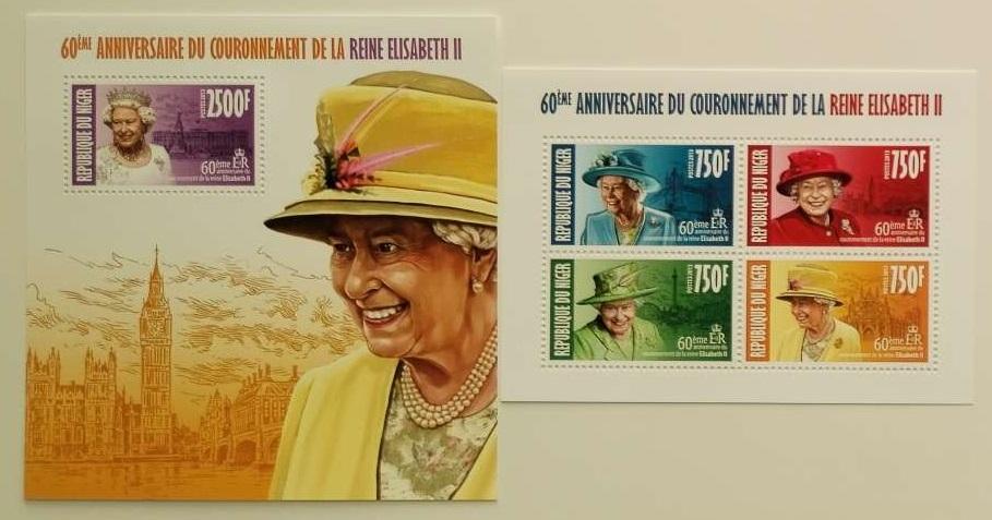 Niger 2013 Mi.2368-1+Bl.214 22€ 60 let korunovace královny Alžběty II.