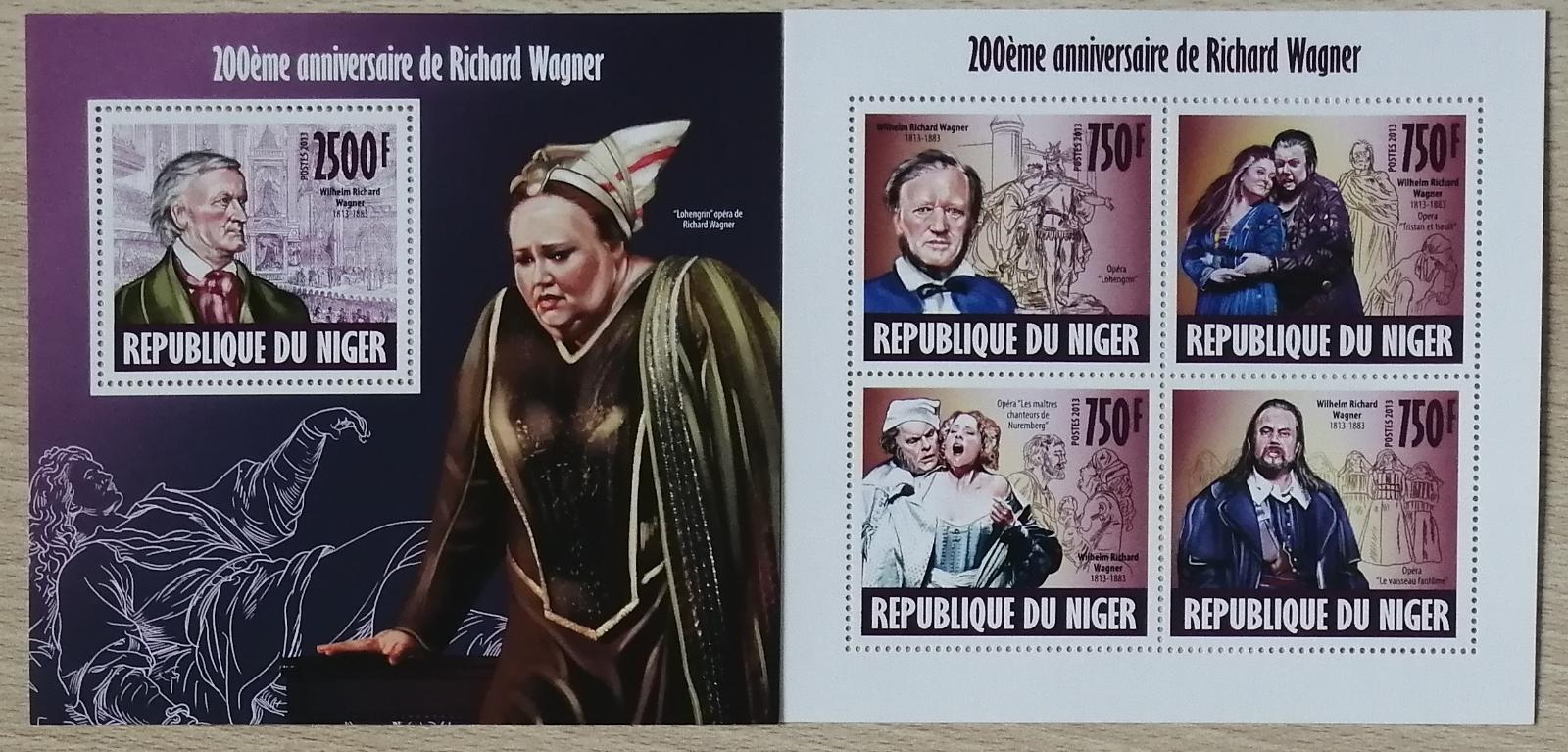 Niger 2013 Mi.2461-4+Bl.234 22€ 200 let Richarda Wagnera, skladatel