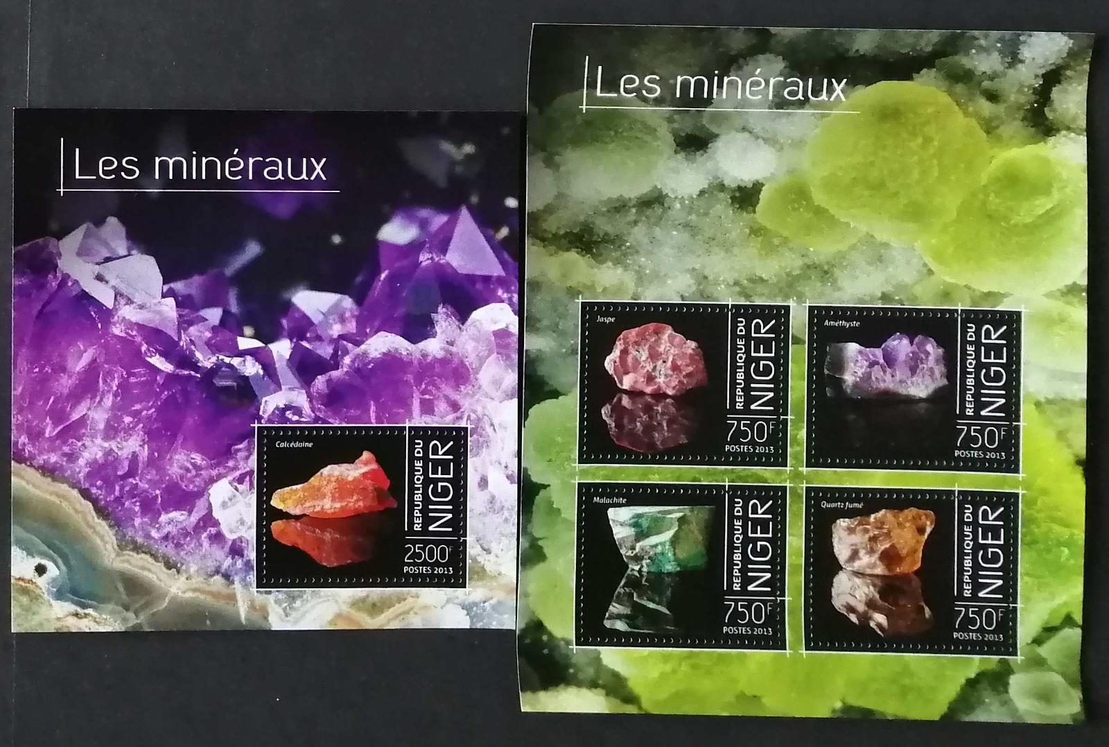 Niger 2013 Mi.2525-8+Bl.246 22€ Minerály, jaspis, malachit, chalcedon
