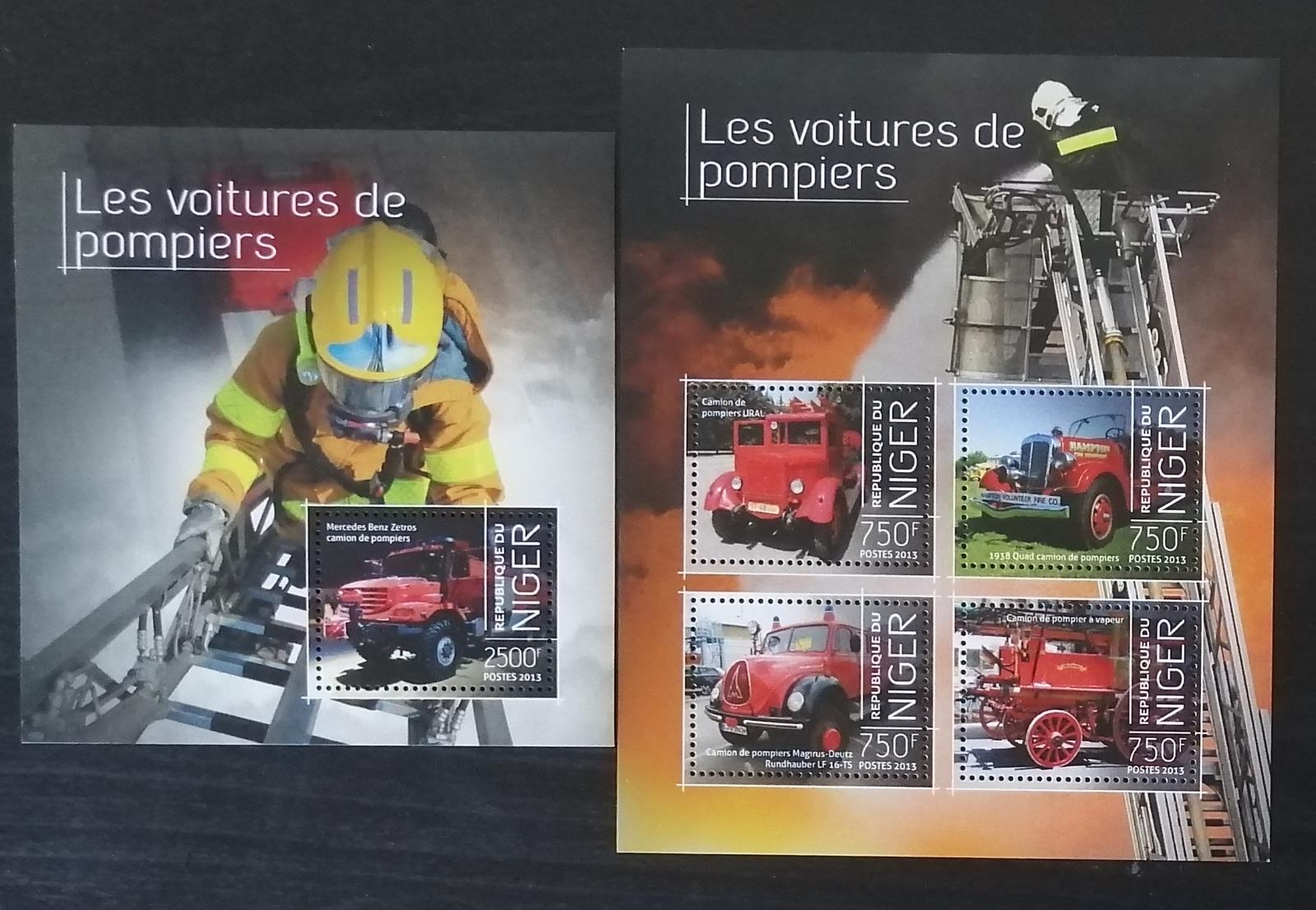 Niger 2013 Mi.2636-9+Bl.269 22€ Hasiči a jejich technika, auta