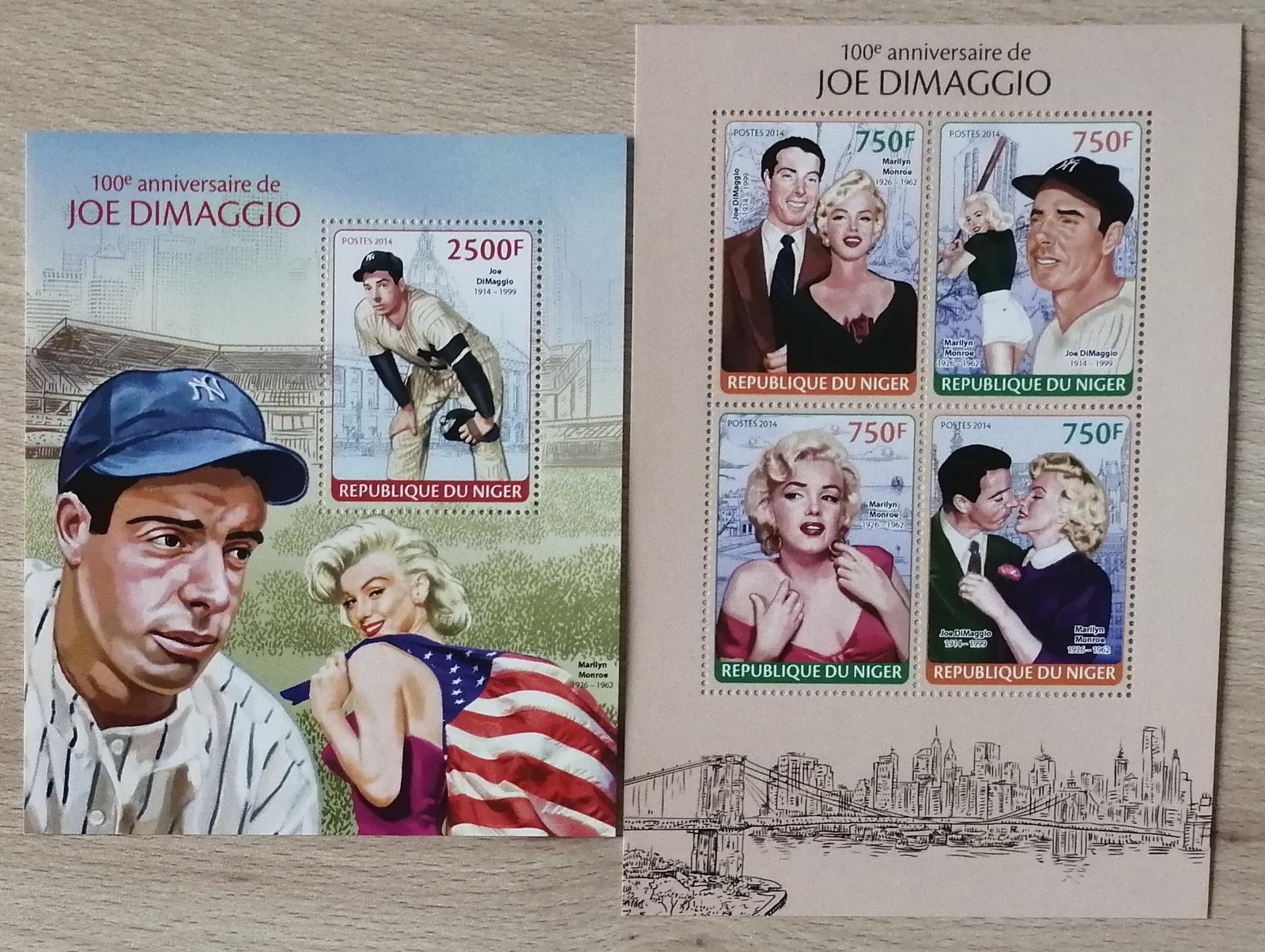 Niger 2014 Mi.2692-5+Bl.280 22€ 100 let DiMaggia, Marilyn Monroe,sport