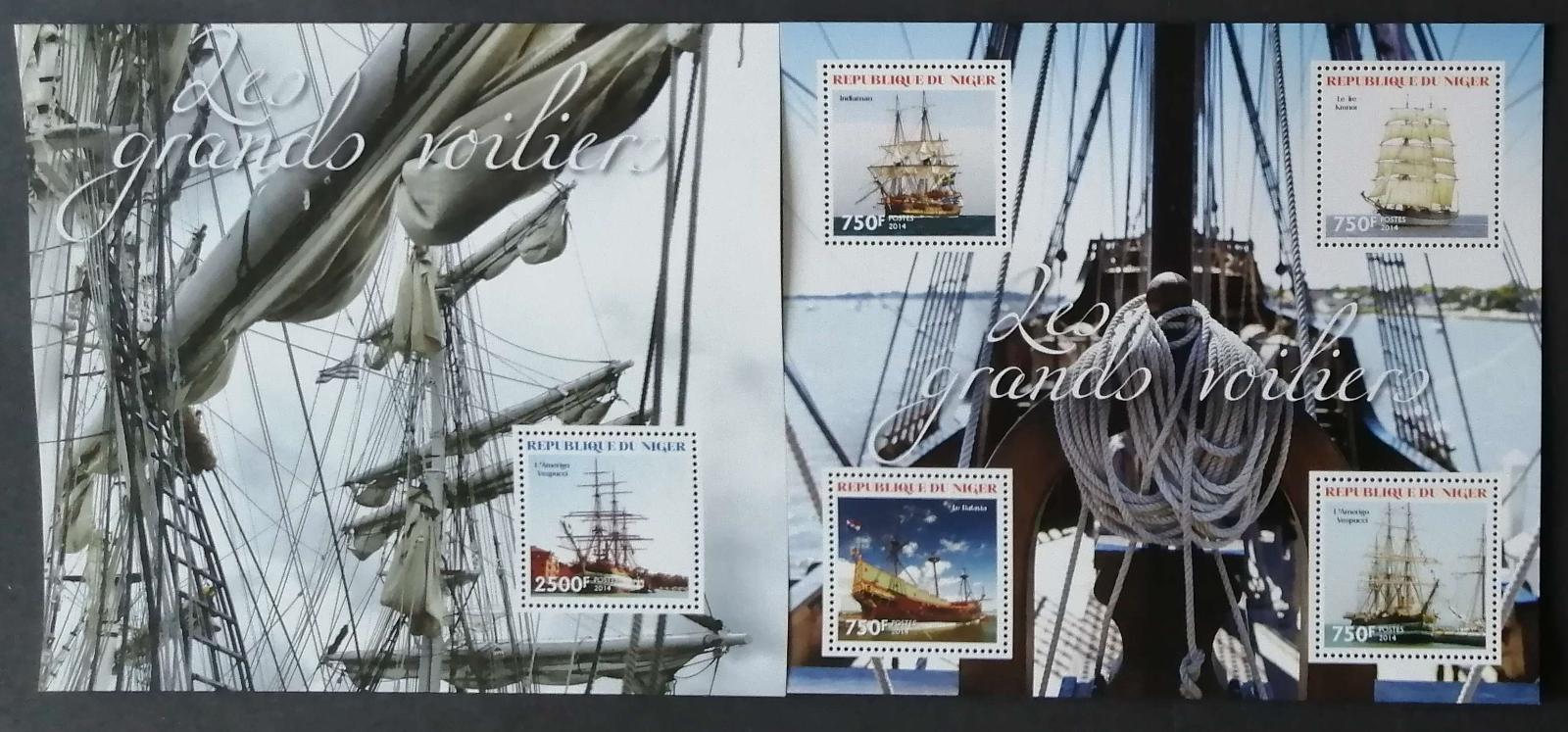 Niger 2014 Mi.2962-5+Bl.336 22€ Historické lodě a plachetnice