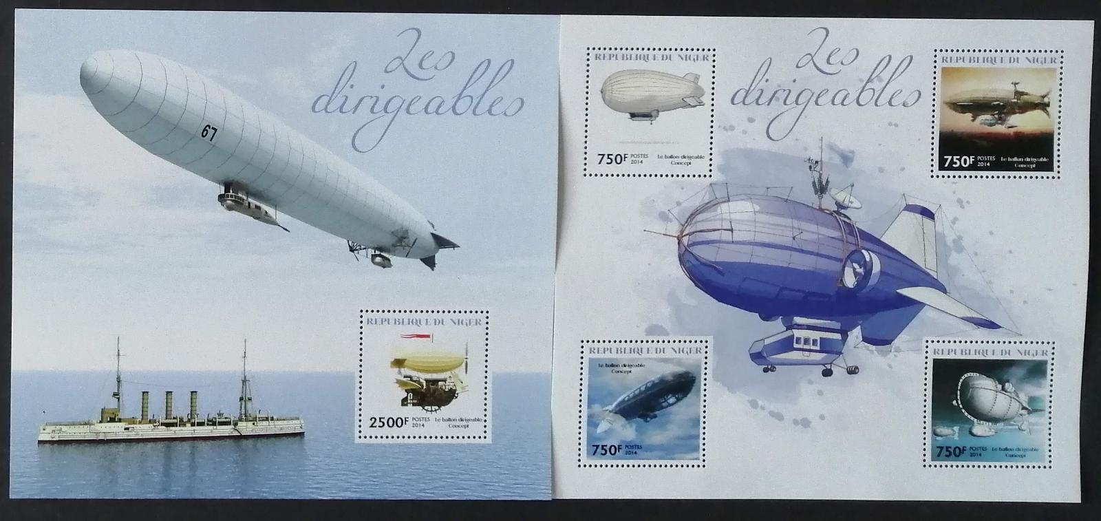 Niger 2014 Mi.2977-0+Bl.339 22€ Vzducholodě a zepelíny