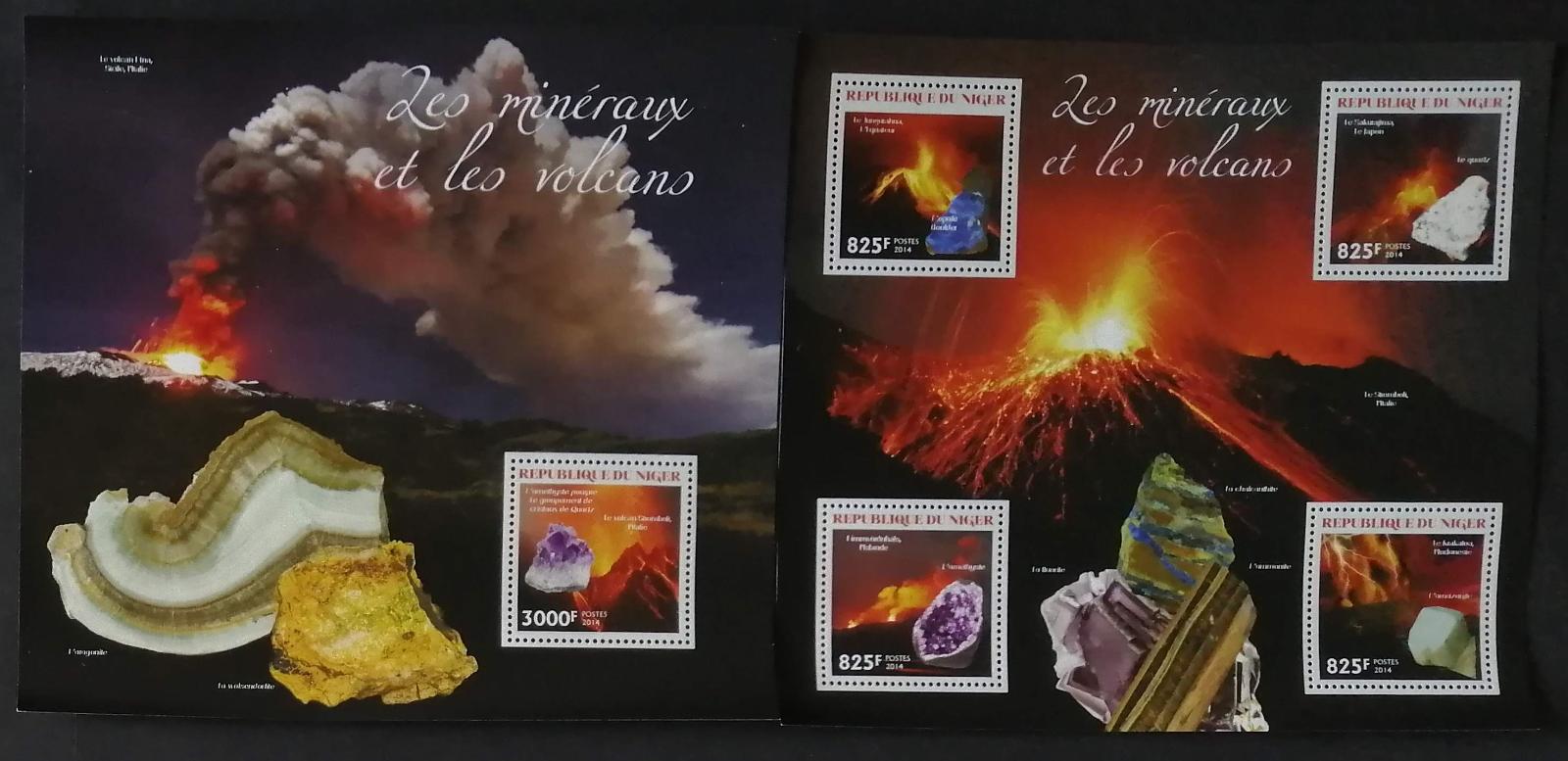 Niger 2014 Mi.3002-5+Bl.344 25€ Minerály a vulkány, sopky