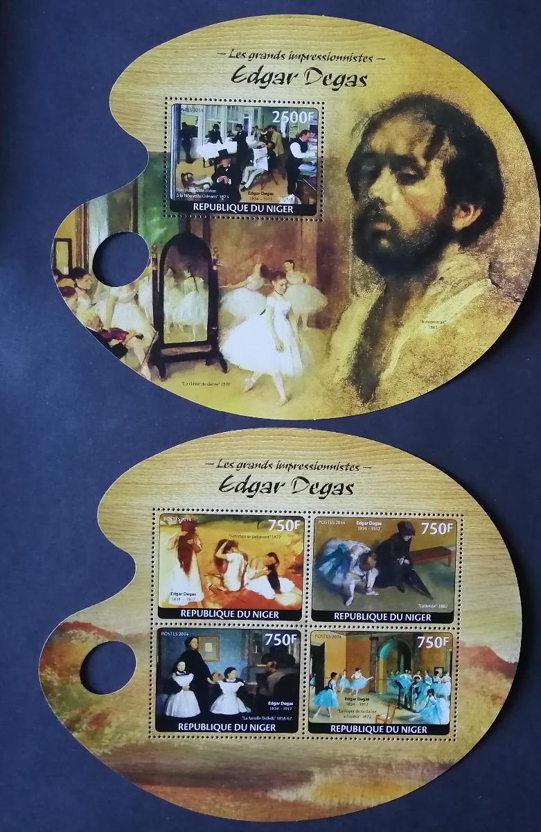 Niger 2014 Mi.3125-8+Bl.369 22€ Umění impresionismu, Edgar Degas