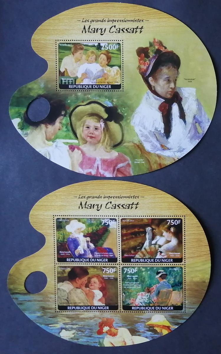 Niger 2014 Mi.3140-3+Bl.372 22€ Umění impresionismu, Mary Cassatt