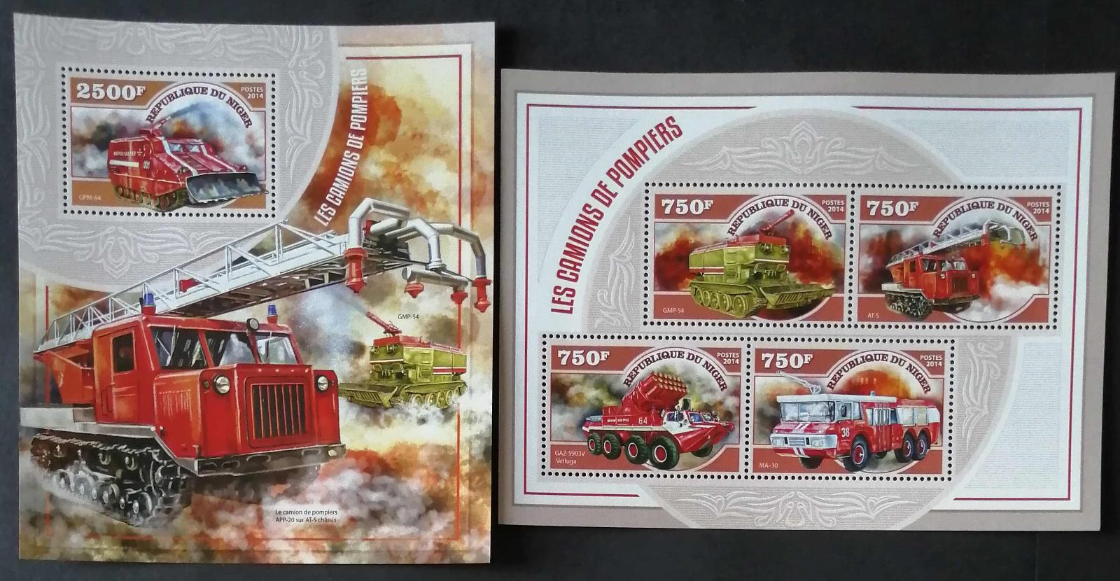 Niger 2014 Mi.3234-7+Bl.391 22€ Hasiči a jejich technika
