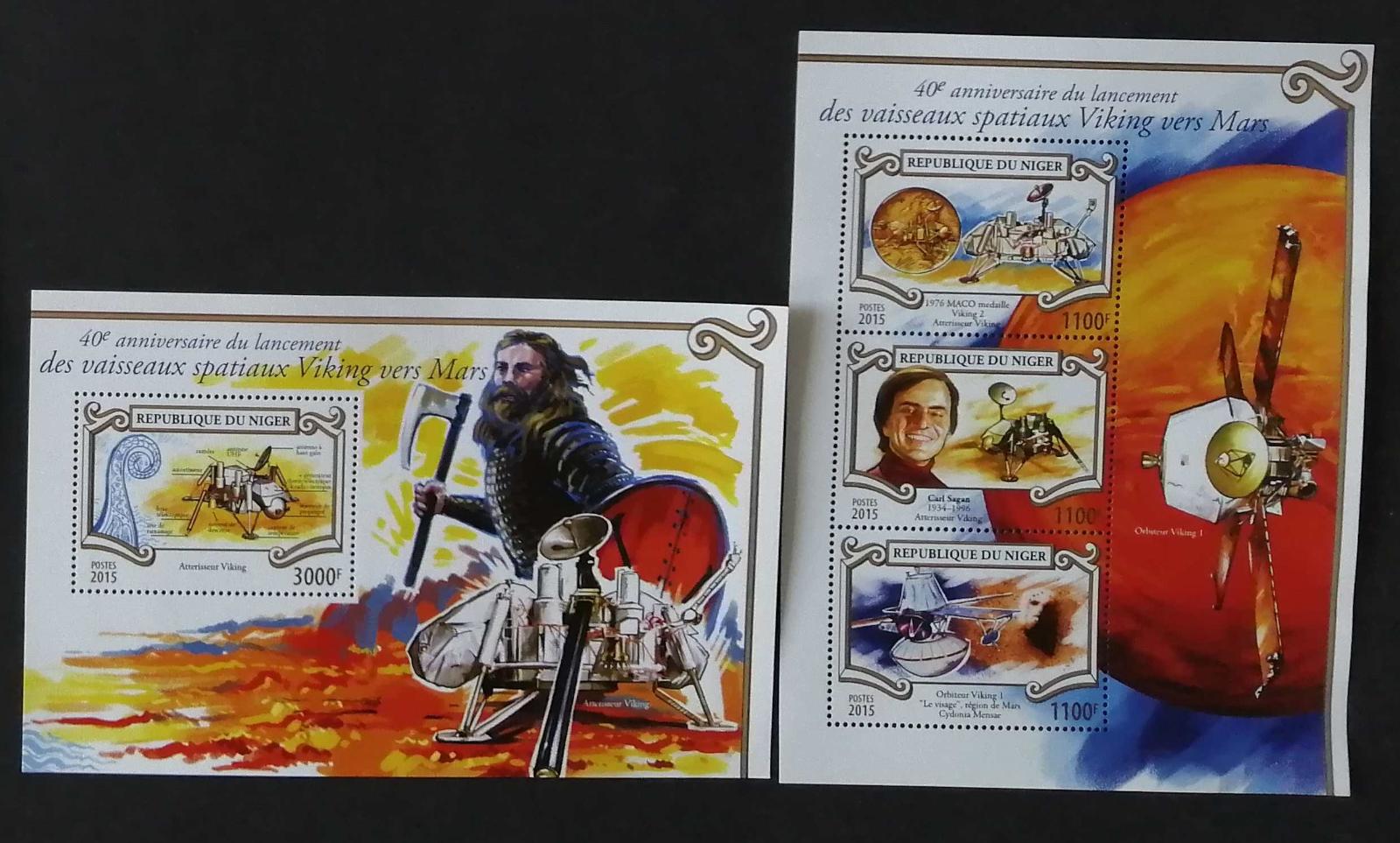 Niger 2015 Mi.3566-9+Bl.459 25€ 40 let mise Viking na Marsu, vesmír