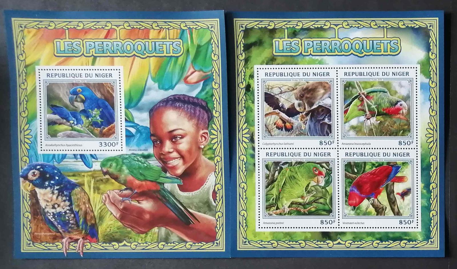 Niger 2016 Mi.4542-5+Bl.613 26€ Papoušci a okrasní ptáci Afriky