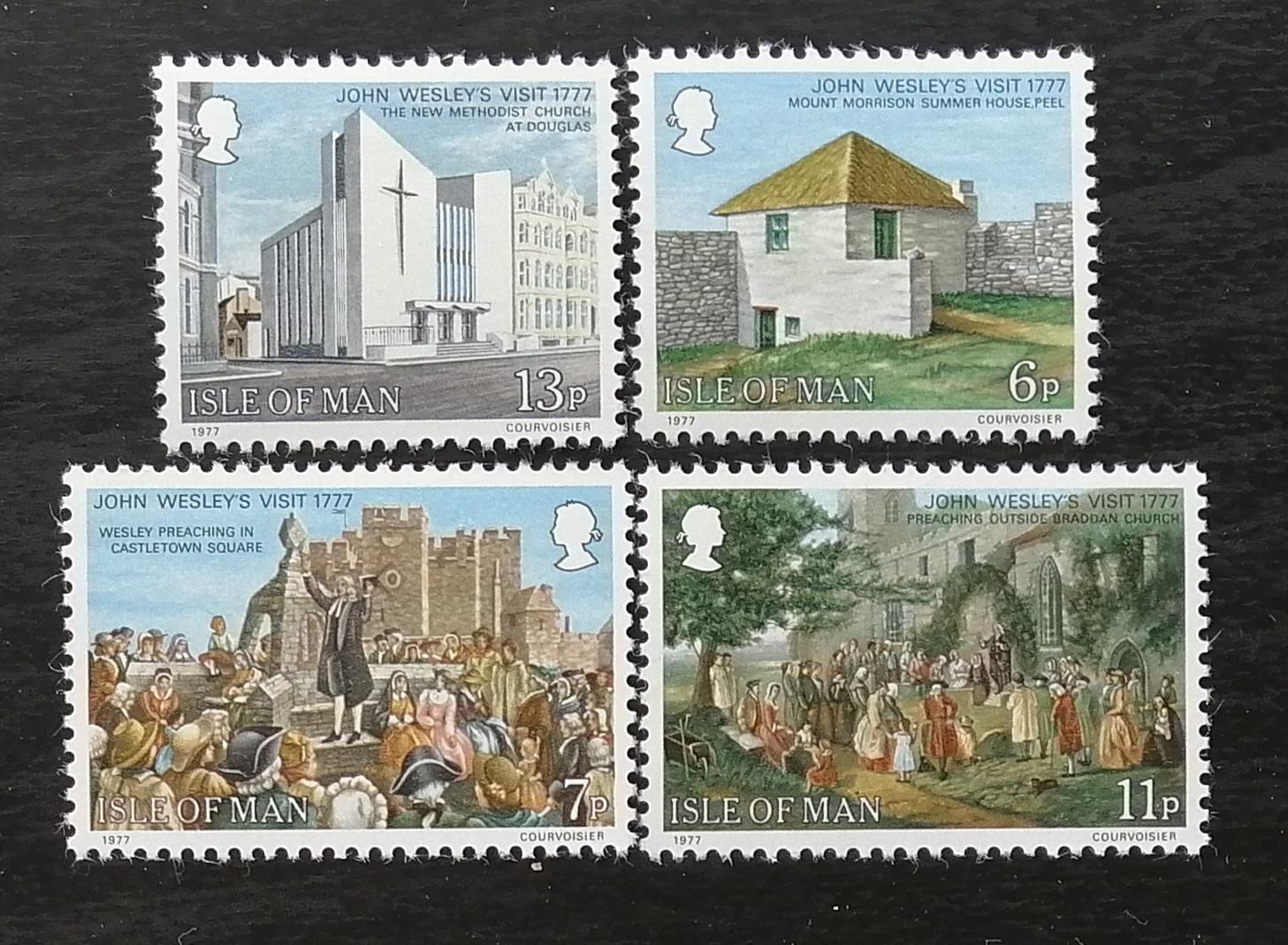 Ostrov Man 1977 200 let návštěvy ostrova Wesleym, kazatel, kostely