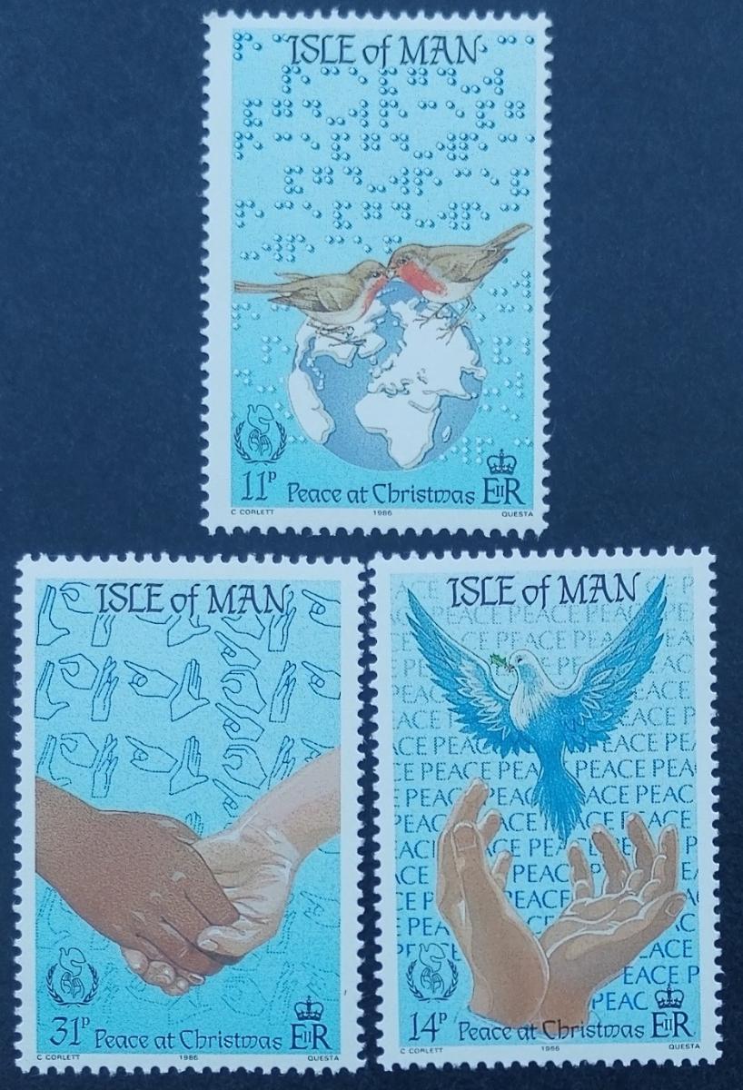 Ostrov Man 1986 2,5€ Vánoce a holubice