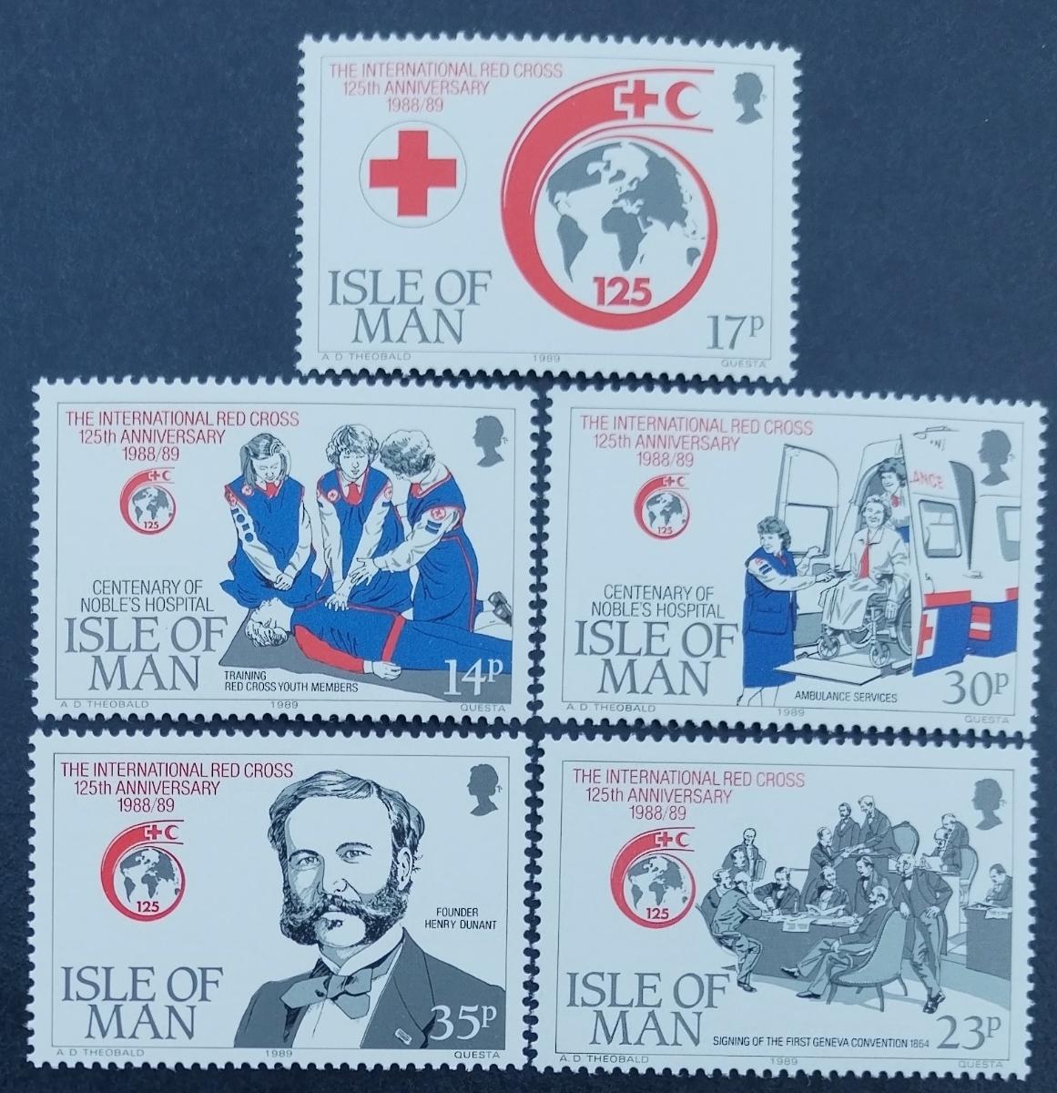 Ostrov Man 1989 5€ Výročí Červeného kříže a medicína
