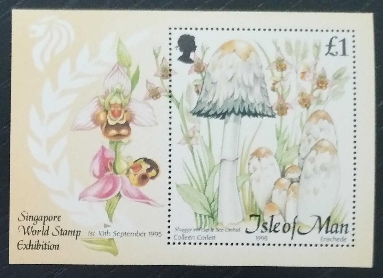 Ostrov Man 1995 4€ Výstava Singapur, Houby a flora