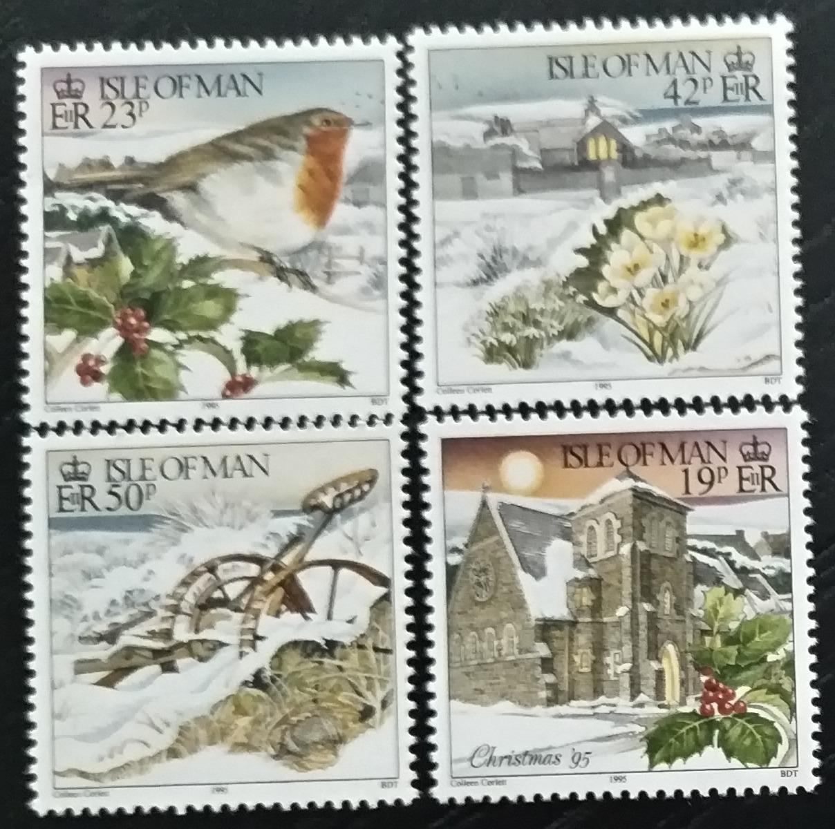 Ostrov Man 1995 5,5€ Vánoce a zimní flora a ptáci