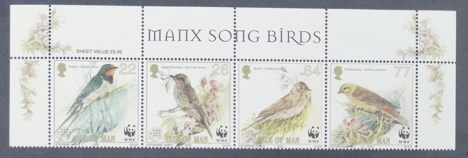 Ostrov Man 2000 6,5€ WWF, Ptáci a fauna ostrova (popis)