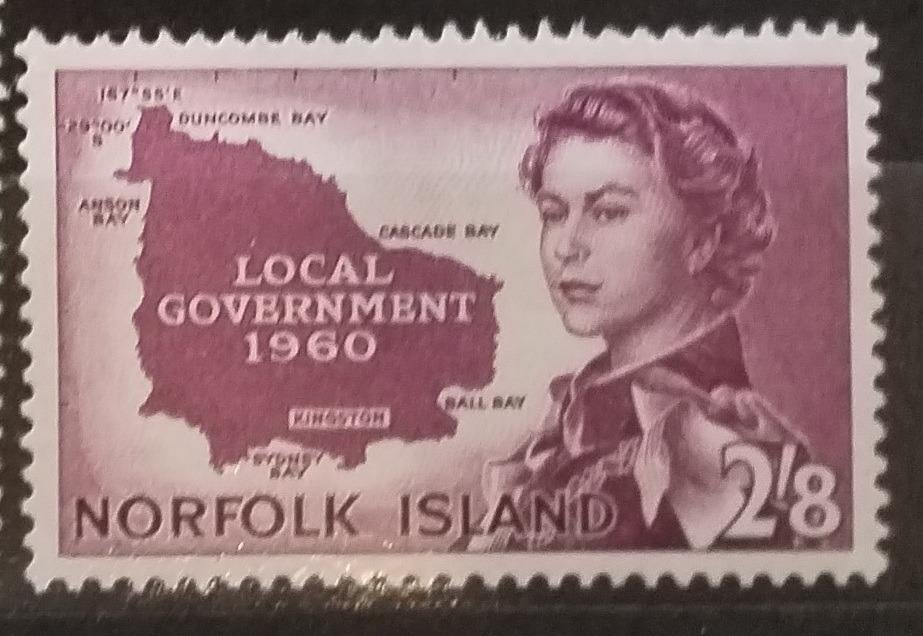 Ostrov Norfolk 1960 Mi.40 25€ Inaugurace samosprávy, Královna Alžběta
