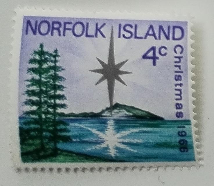 Ostrov Norfolk 1966 0,8€ Vánoce a ostrovní výjevy