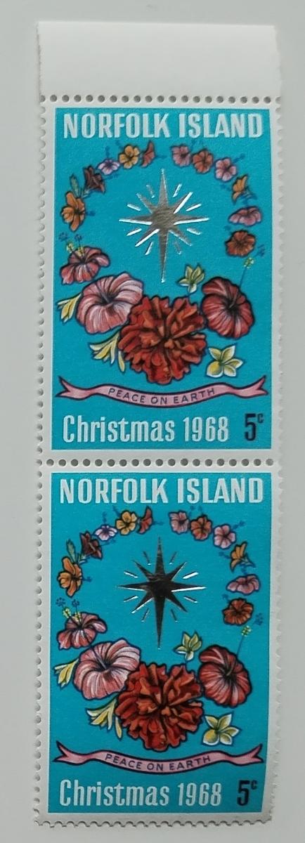 Ostrov Norfolk 1968 Vánoce, Stříbrná folie PÁR