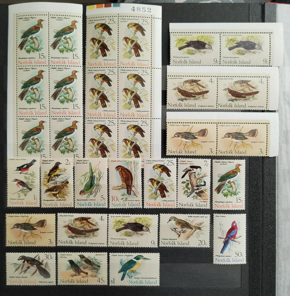 Ostrov Norfolk 1970-1 +45€ Definitiva - ostrovní ptáci s pár bloky