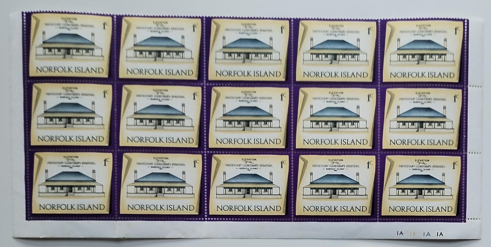 Ostrov Norfolk 1973 4,5€ BLOK PATNÁCTI hodnoty 1c