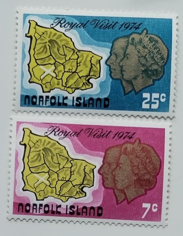 Ostrov Norfolk 1974 2€ Stříbrná svatba královny
