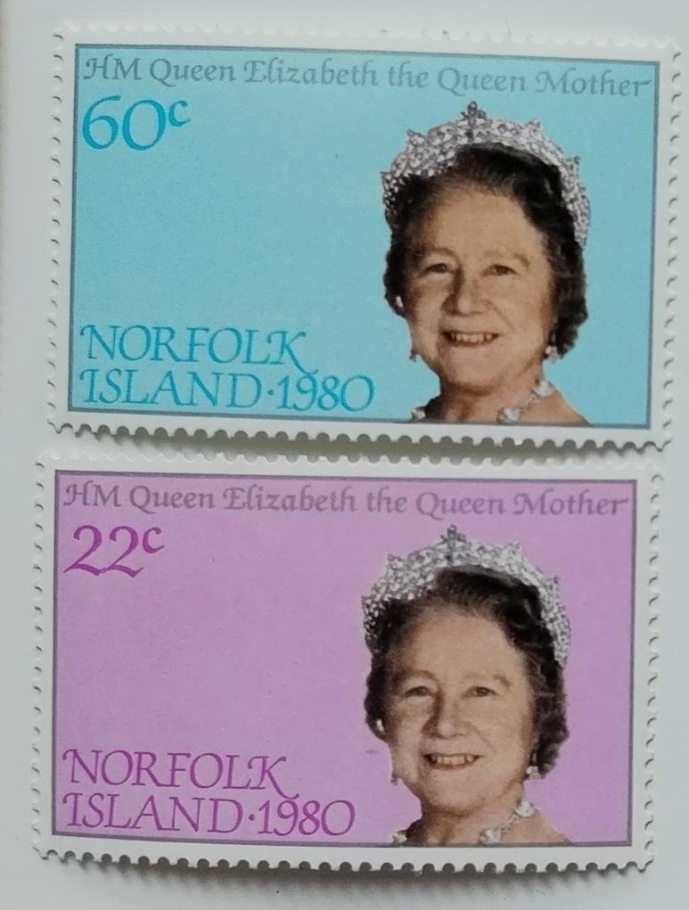 Ostrov Norfolk 1980 80. narozeniny královny matky