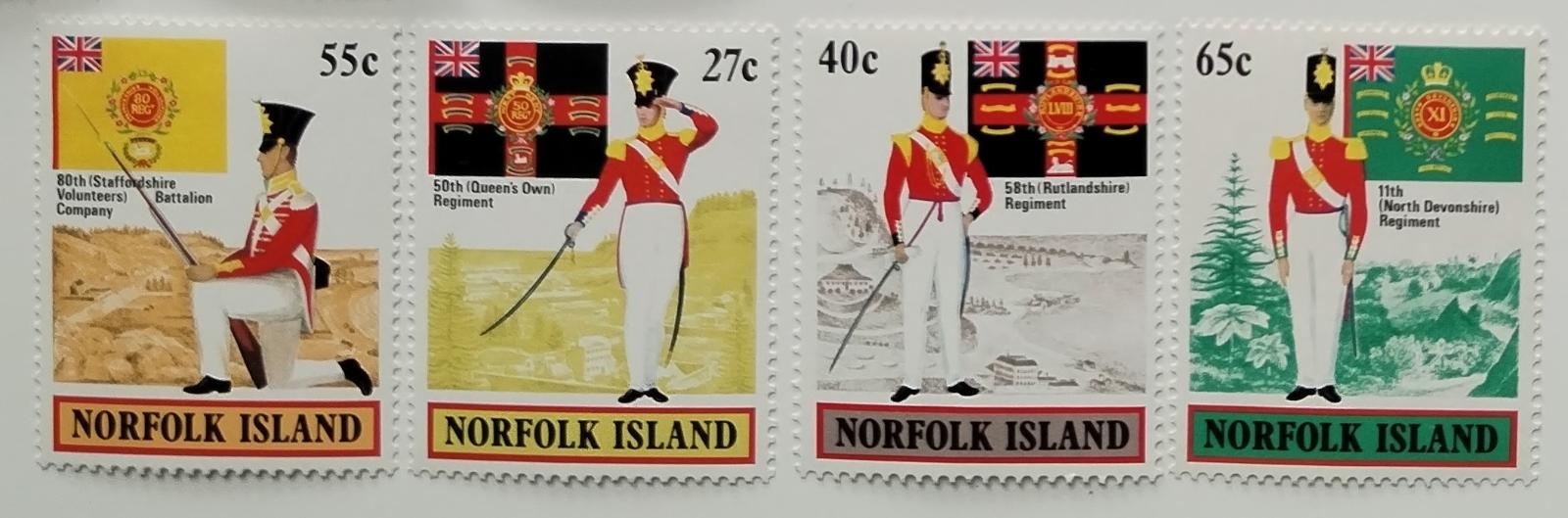 Ostrov Norfolk 1982 Uniformy a vlajky regimentů armády