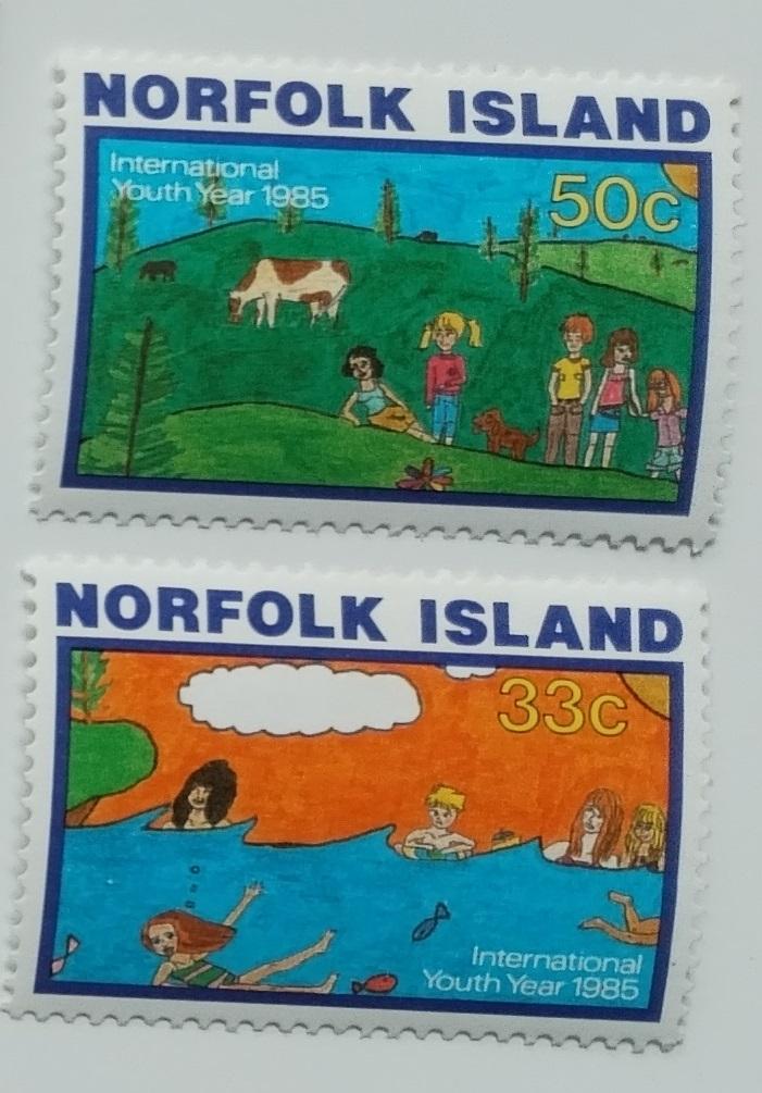 Ostrov Norfolk 1985 2€ Rok dítěte, dětské kresby