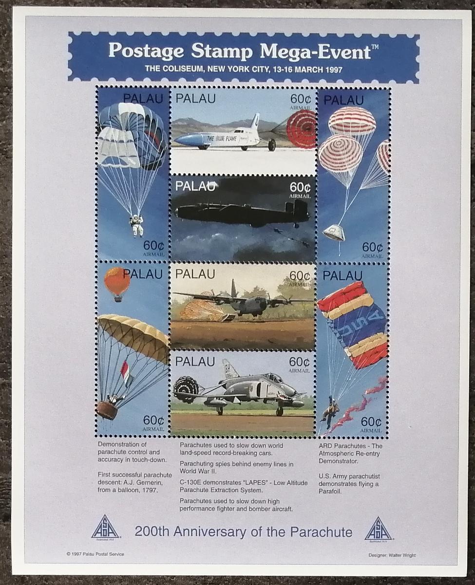 Palau 1997 12€ 200 let padáku, Stíhačky a letadla
