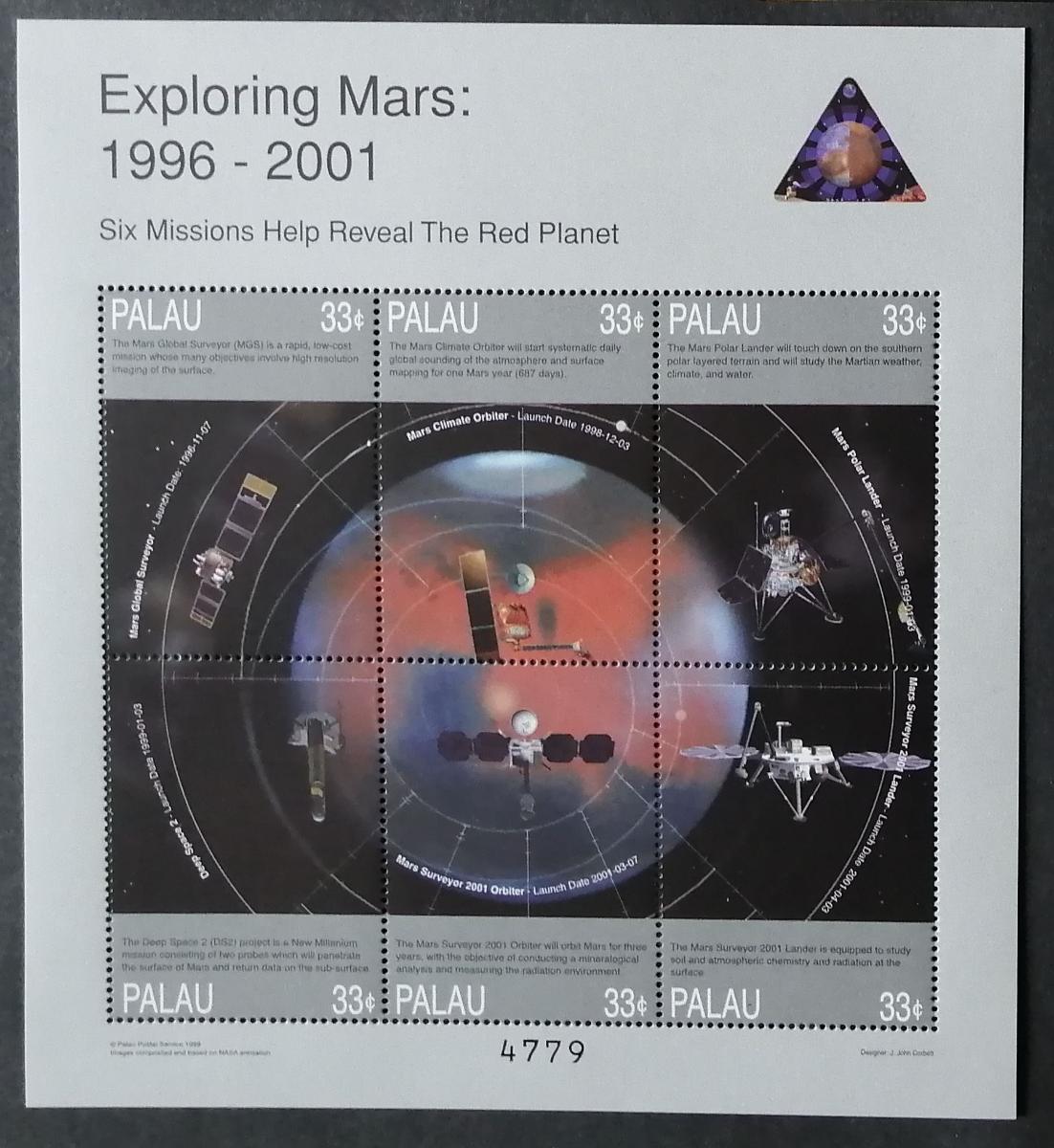 Palau 1999 Mi.1456-1 Průzkum Marsu, vesmír