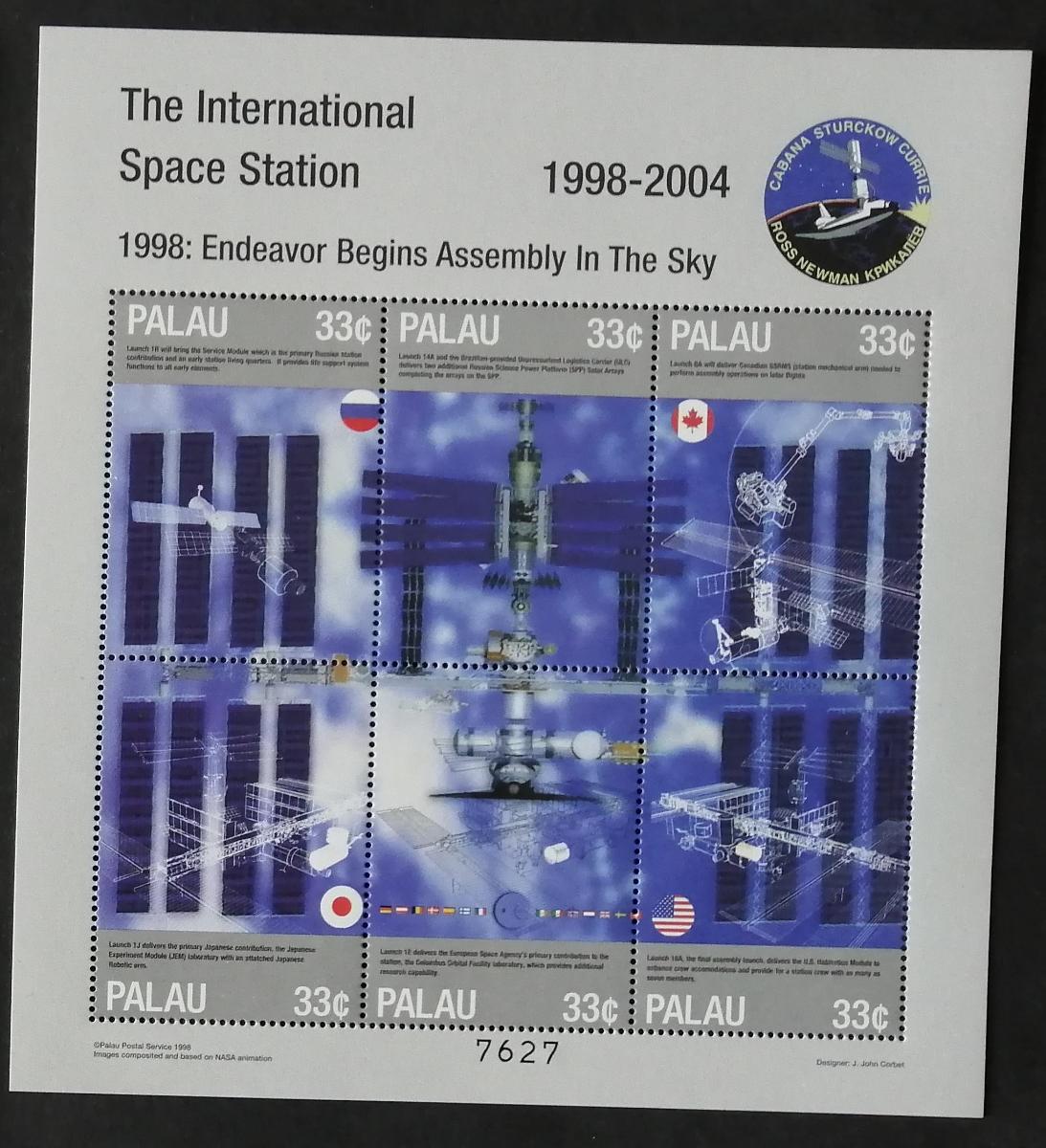 Palau 1999 Mi.1486-1 Výročí stavby ISS, vesmír a satelity