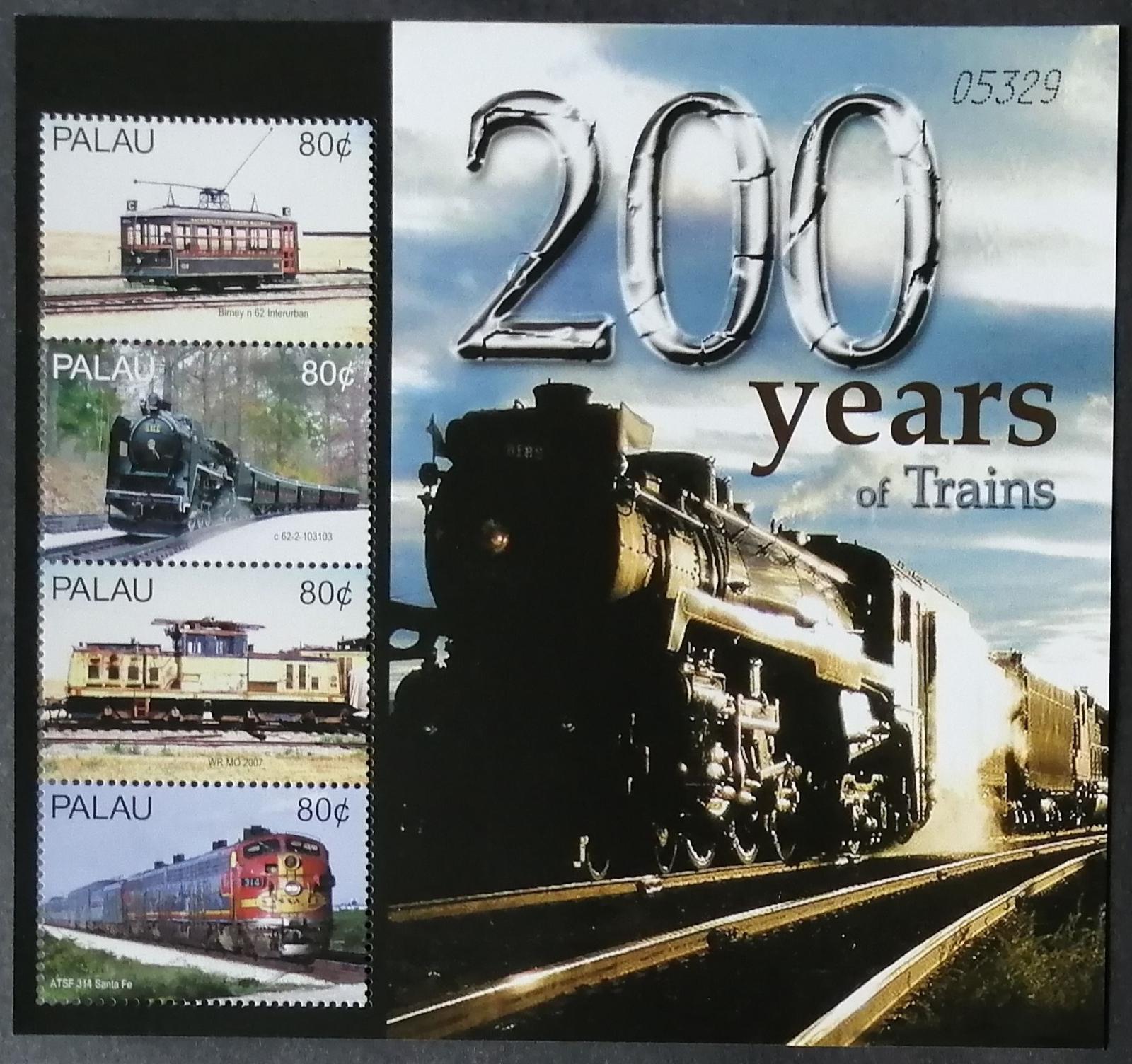 Palau 2004 Mi.2393-6 7,5€ 200 let lokomotiv, vlaky