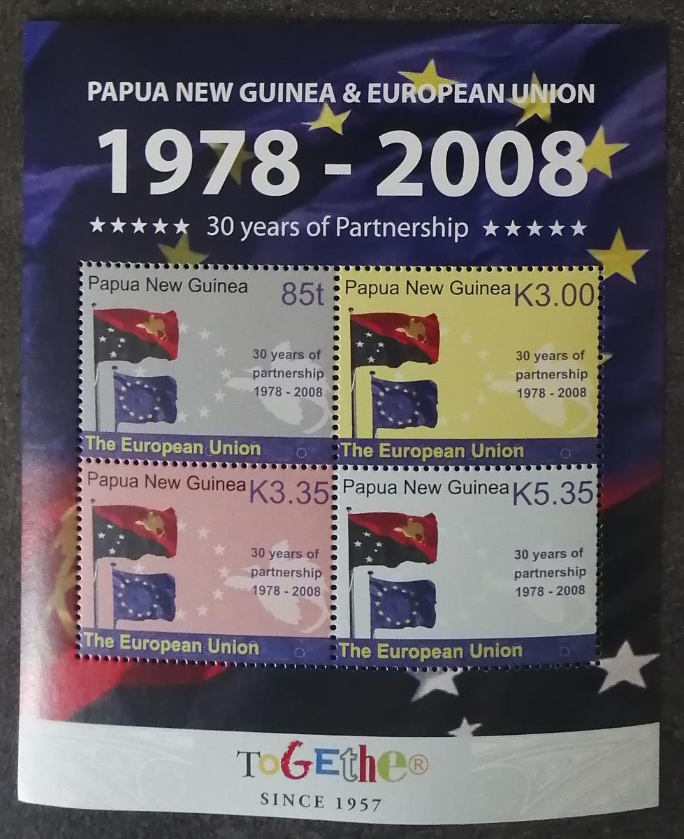Papua Nová Guinea 2008 Bl.59 10€ 30 let vztahů s EU, vlajky