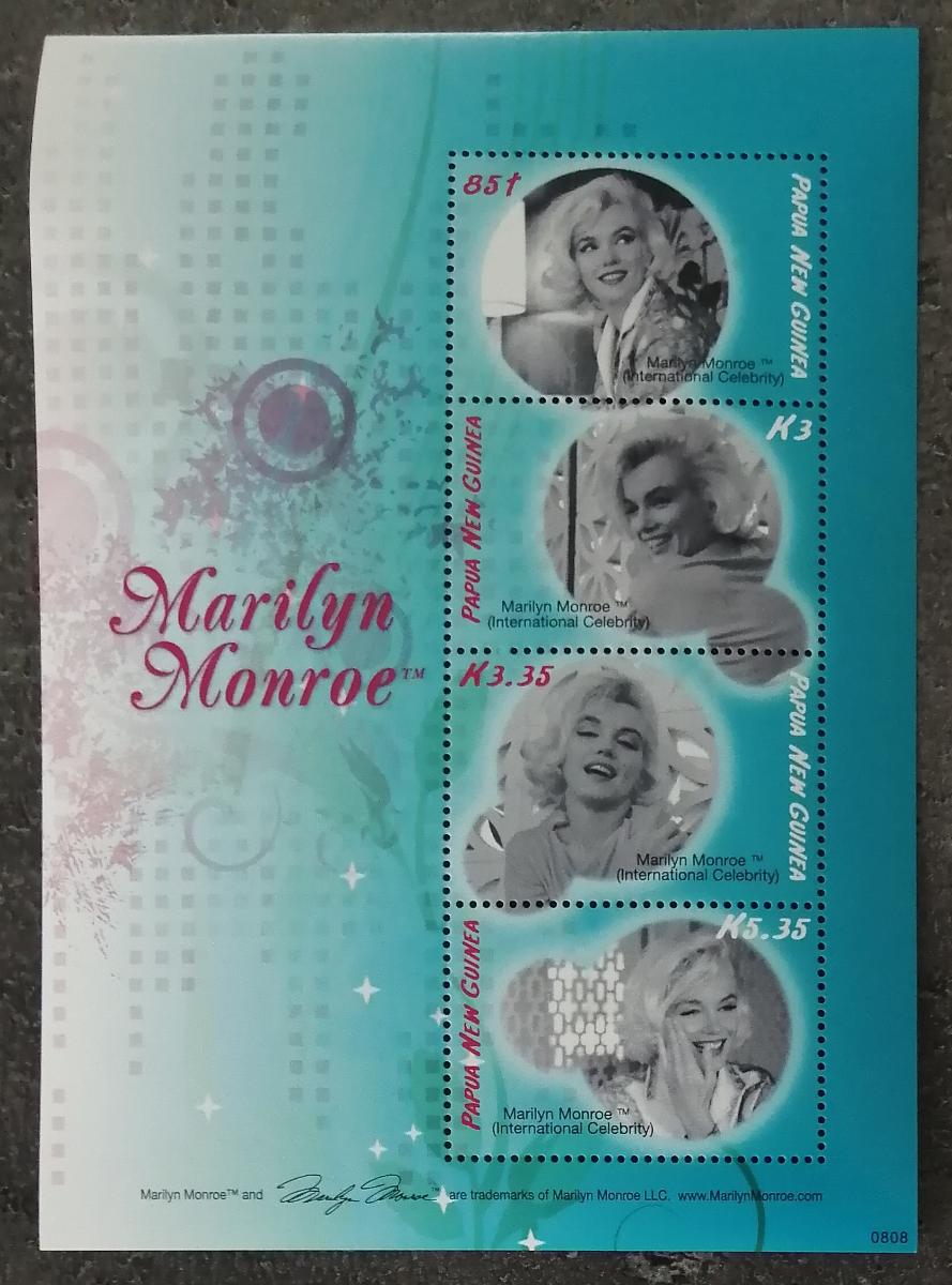 Papua Nová Guinea 2008 Bl.65 10€ Pocta Marilyn Monroe, herečka